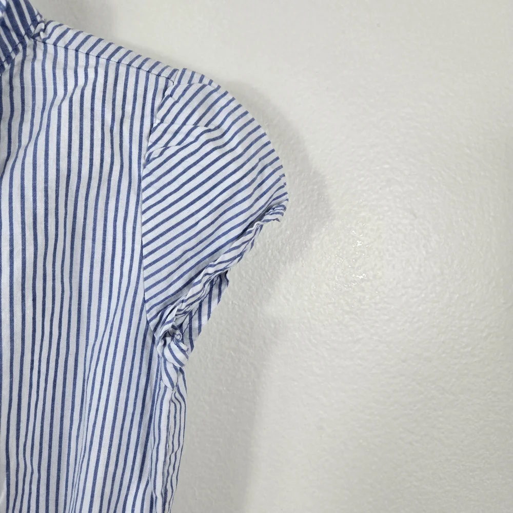 Carter's Girls Blue White Striped Cap Sleeve Belted Preppy Button Shirt Dress 5T